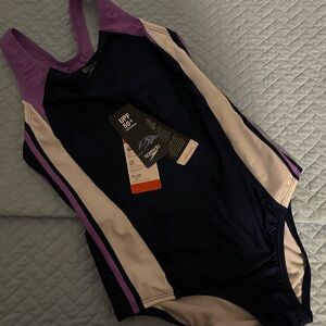 Speedo Purple and Blue One Piece Swimsuit Vibrant Design